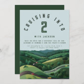 Race Car 2e verjaardag uitnodiging | De twee snell (Voorkant / Achterkant)