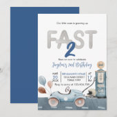 Race Car 2nd Racing Two Fast Birthday Kaart (Voorkant / Achterkant)