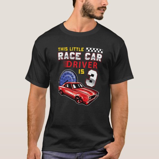 Race Car 3rd Birthday Toddler Boy Racing 3 jaar O T-shirt (Voorkant)