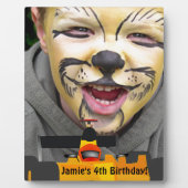 Race Car 4/th Birthday Party Display personalisere Fotoplaat (Voorkant)