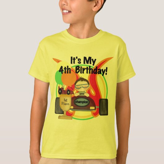 Race Car 4th Birthday Tshirts en Gifts (Voorkant)