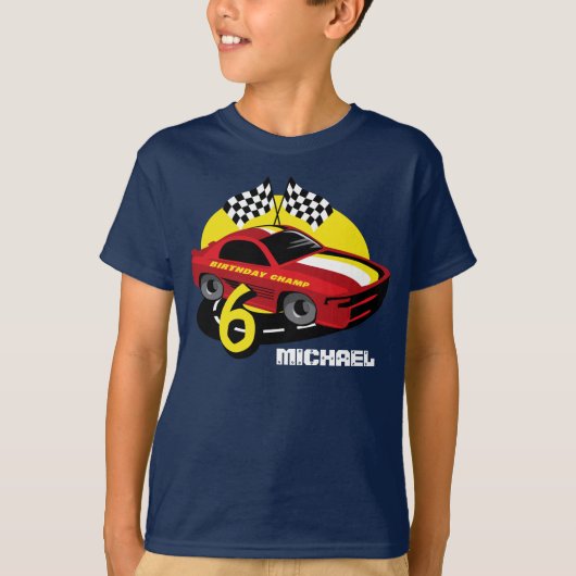 Race Car 6th Birthday Shirt (Voorkant)