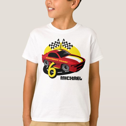 Race Car 6th Birthday Shirt (Voorkant)
