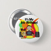 Race Car 6th Birthday Tshirts en Gifts Ronde Button 5,7 Cm (Voorkant /achterkant)