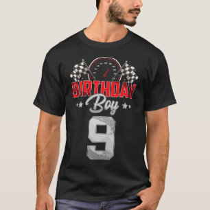 Race Car 9th Birthday Boy Party Racing 9 jaar oud T-shirt