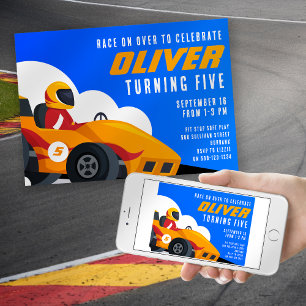 Race Car Any Age Birthday Party Kaart