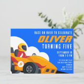 Race Car Any Age Birthday Party Kaart (Staand voorkant)