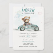 Race Car Baby Beer 1e Verjaardag Kaart (Voorkant)