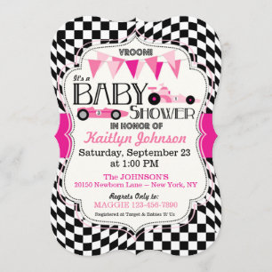 Race Car Baby shower Invitation Card Kaart