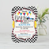 Race Car Baby shower Invitation Kaart (Staand voorkant)