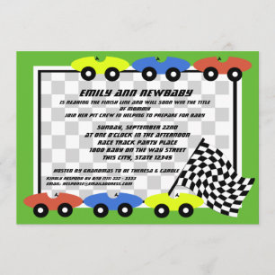 Race Car Baby shower Kaart