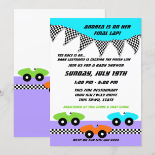 Race Car Baby shower Kaart