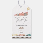 Race Car Baby shower of Birthday Bedankt Label Cadeaulabel (Voorkant)