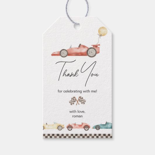 Race Car Baby shower of Birthday Bedankt Label Cadeaulabel (Voorkant)