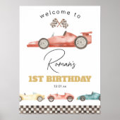Race Car Baby shower of Birthday Welcome Sign. Poster (Voorkant)