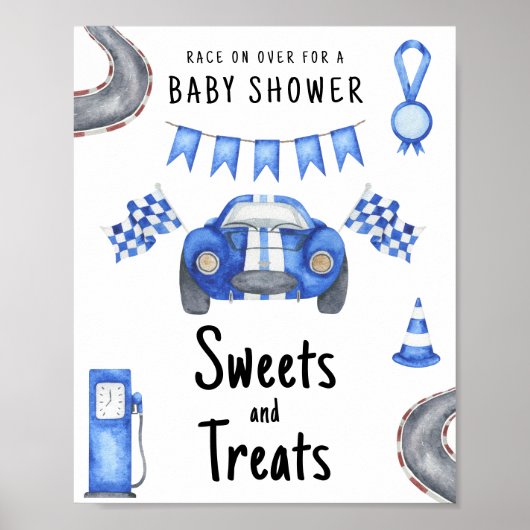 Race car baby shower Sweets and treats Poster (Voorkant)