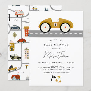 Race Car Baby shower Uitnodiging