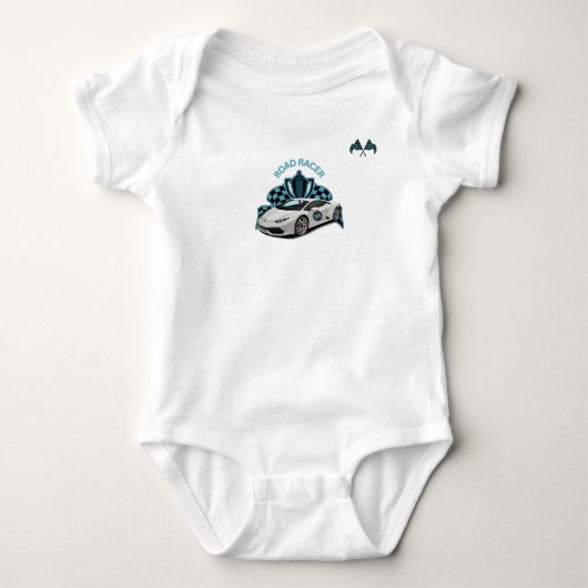 Race car baby white bodysuit (Voorkant)