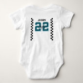 Race car baby white bodysuit (Achterkant)