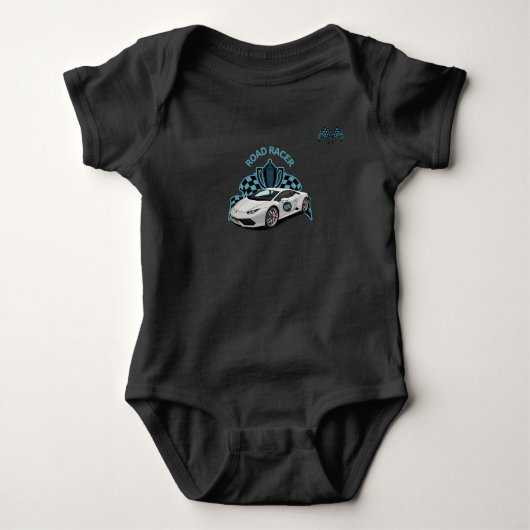 Race car baby zwarte carrosserie romper (Voorkant)