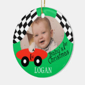 Race Car Baby's 1st Christmas Keramisch Ornament (Links)