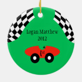Race Car Baby's 1st Christmas Keramisch Ornament (Achterkant)