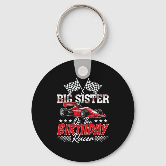 Race Car Big Sister of the Birthday Racer F Sleutelhanger (Voorkant)