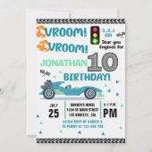 Race Car Birthday 10th - Boys Racin Party Kaart (Voorkant)