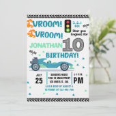 Race Car Birthday 10th - Boys Racin Party Kaart (Staand voorkant)