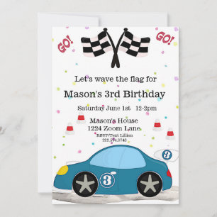 Race Car Birthday, 3e verjaardag Kaart