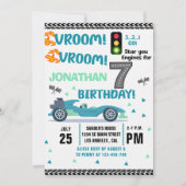 Race Car Birthday 7th - Boys Racin party Kaart (Voorkant)