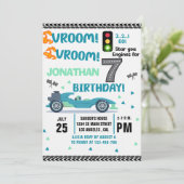Race Car Birthday 7th - Boys Racin party Kaart (Staand voorkant)