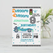 Race Car Birthday 9th - Boys Racin Party Kaart (Staand voorkant)