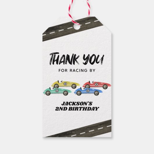 Race Car Birthday Bedankt Cadeaulabel (Achterkant)