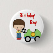 Race Car Birthday Boy Button (Voorkant)