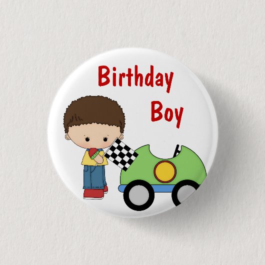 Race Car Birthday Boy Button (Voorkant)