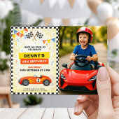 Race Car Birthday for Kids with Photo Kaart