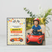 Race Car Birthday for Kids with Photo Kaart (Staand voorkant)