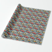 Race Car Birthday Gift Wrap Cadeaupapier (Uitgerold)