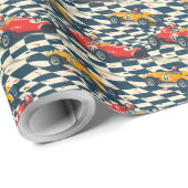 Race Car Birthday Gift Wrap Cadeaupapier (Rol Hoek)