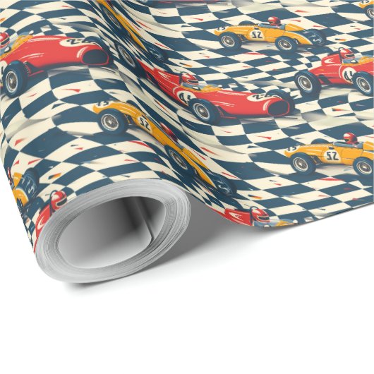Race Car Birthday Gift Wrap Cadeaupapier (Rol Hoek)