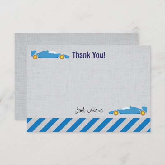 Race Car Birthday - Hartelijk dank Bedankkaart (Voorkant / Achterkant)
