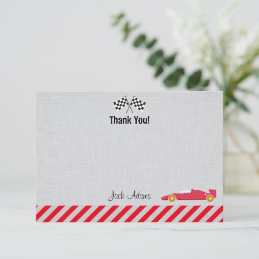 Race Car Birthday - Hartelijk dank Bedankkaart (Staand voorkant)