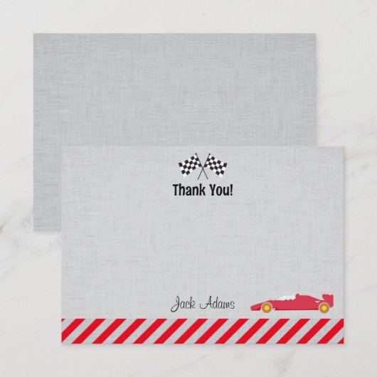 Race Car Birthday - Hartelijk dank Bedankkaart (Voorkant / Achterkant)