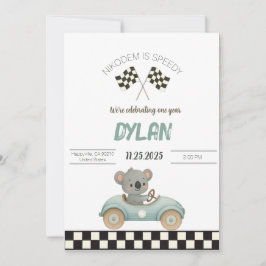 Race Car Birthday Invitation Kaart