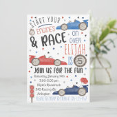 Race Car Birthday Invitation, Racing Uitnodiging (Staand voorkant)