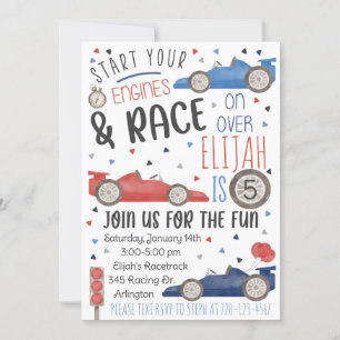 Race Car Birthday Invitation, Racing Uitnodiging