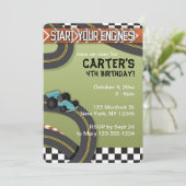 Race Car Birthday Invite Kaart (Staand voorkant)