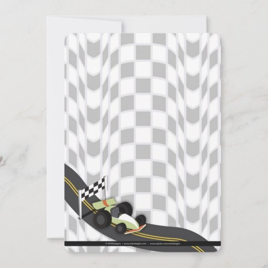 Race Car Birthday Invite Kaart (Achterkant)