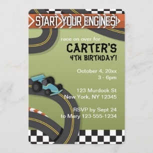 Race Car Birthday Invite Kaart